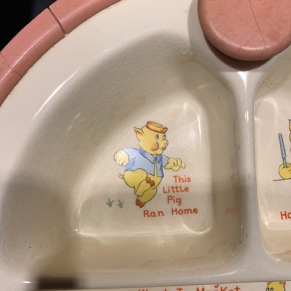 VINTAGE So Vintage Baby Food warming dish, Ceramic, this little piggy, has box - Picture 4 of 5